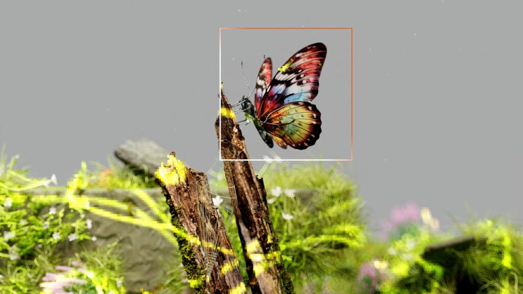 pexels photo 18069365 Vibrant butterfly resting on mossy wood surrounded by fresh greenery.